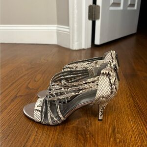 Bandolino Silver and Faux Snake Skin Strappy Heels